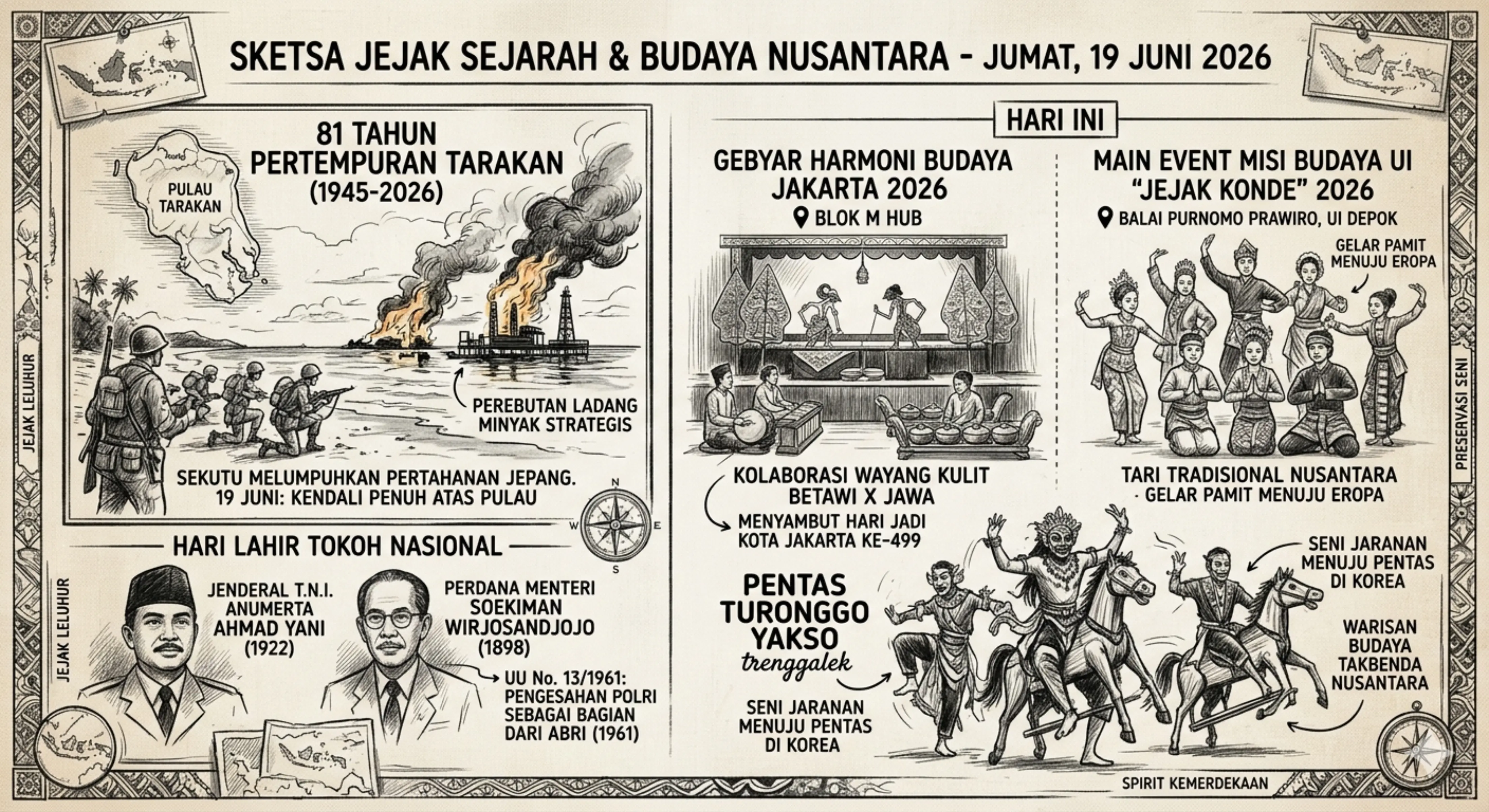 HARI INI JUMAT 19 JUNI 2026 JEJAK SEJARAH DAN BUDAYA NUSANTARA